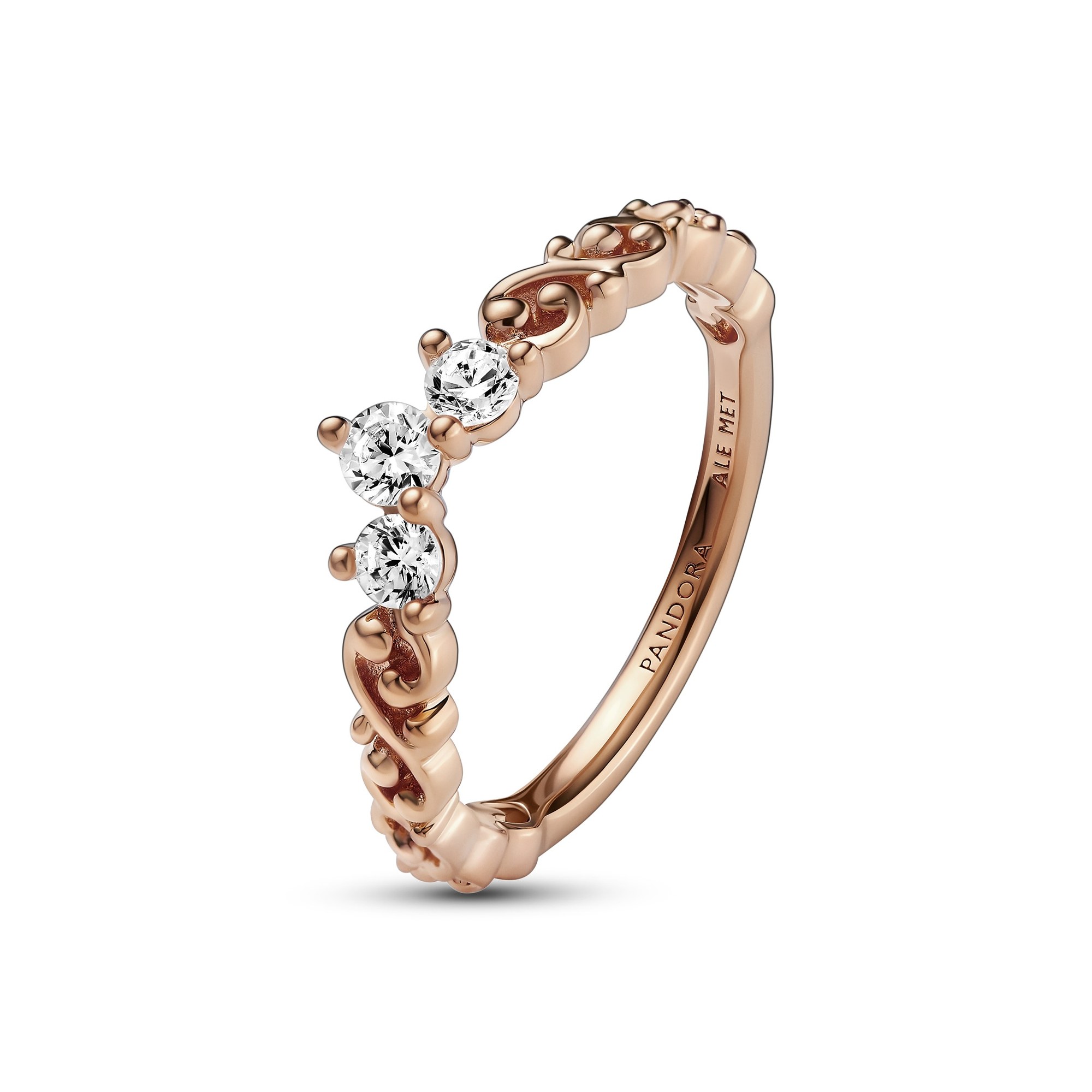 Pandora königlicher Tiara Diadem-Ring - 585 Roségoldvergoldung + Zirkonia - Klar Ansicht 3 – Ansicht 3