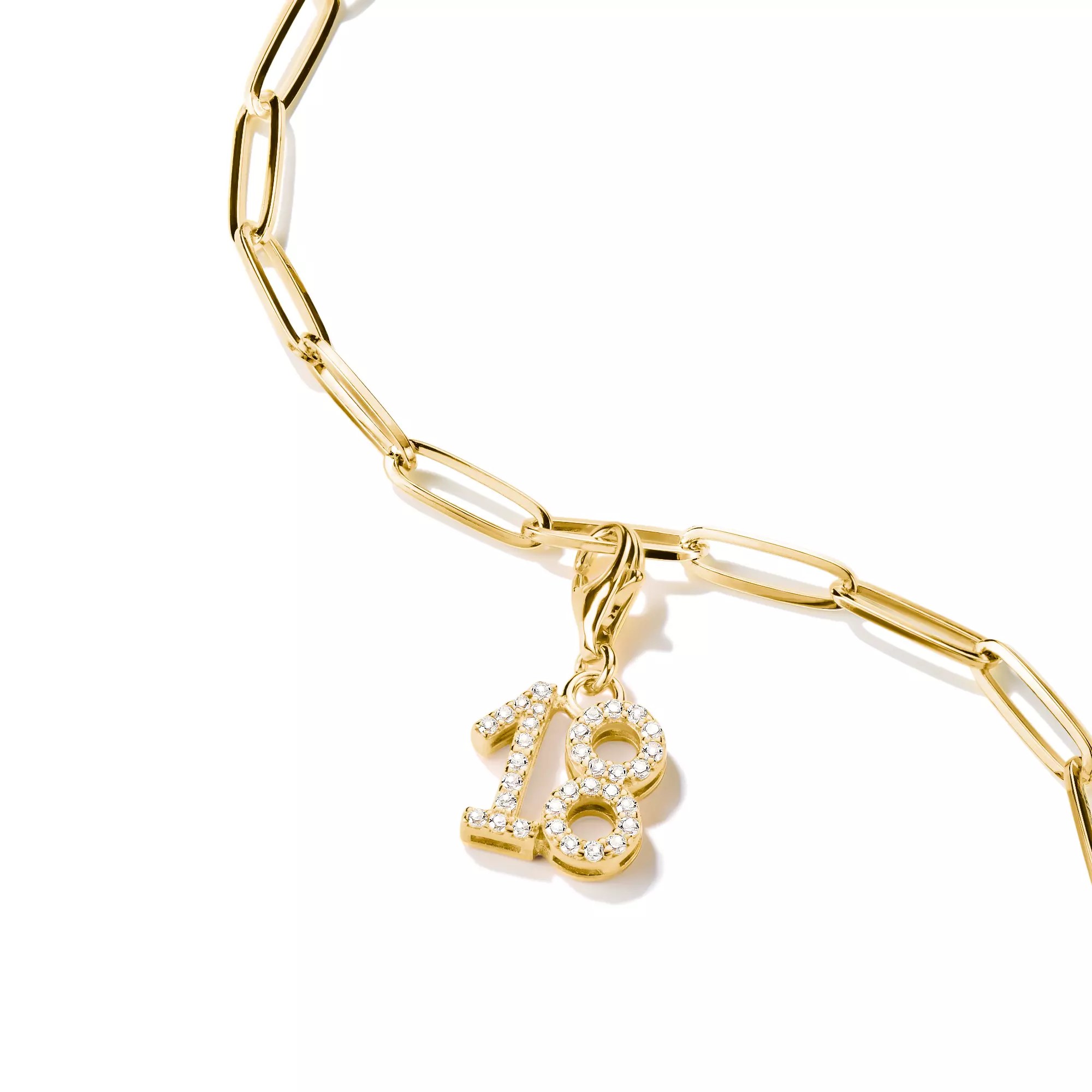 Thomas Sabo Charm-Anhänger - Zahl 18 - Silber Gelbgold verg. & Zirkonia – Ansicht 2