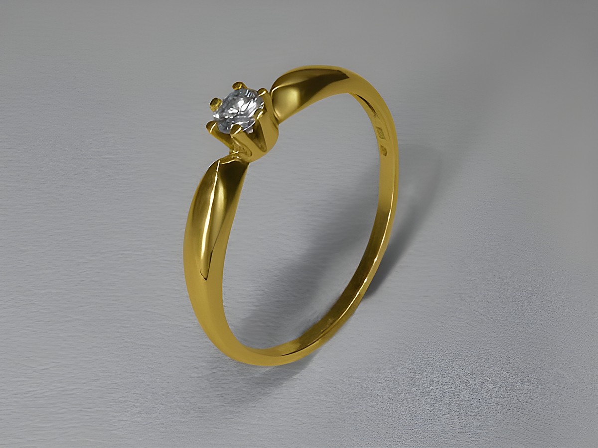 Verlobungsring aus 585 Gold mit einem Brillanten von 0,15 ct. C/if in der Größe 56. Elegantes Design vom Juwelier Harnisch, ideal als Verlobungsring bis Größe 56.