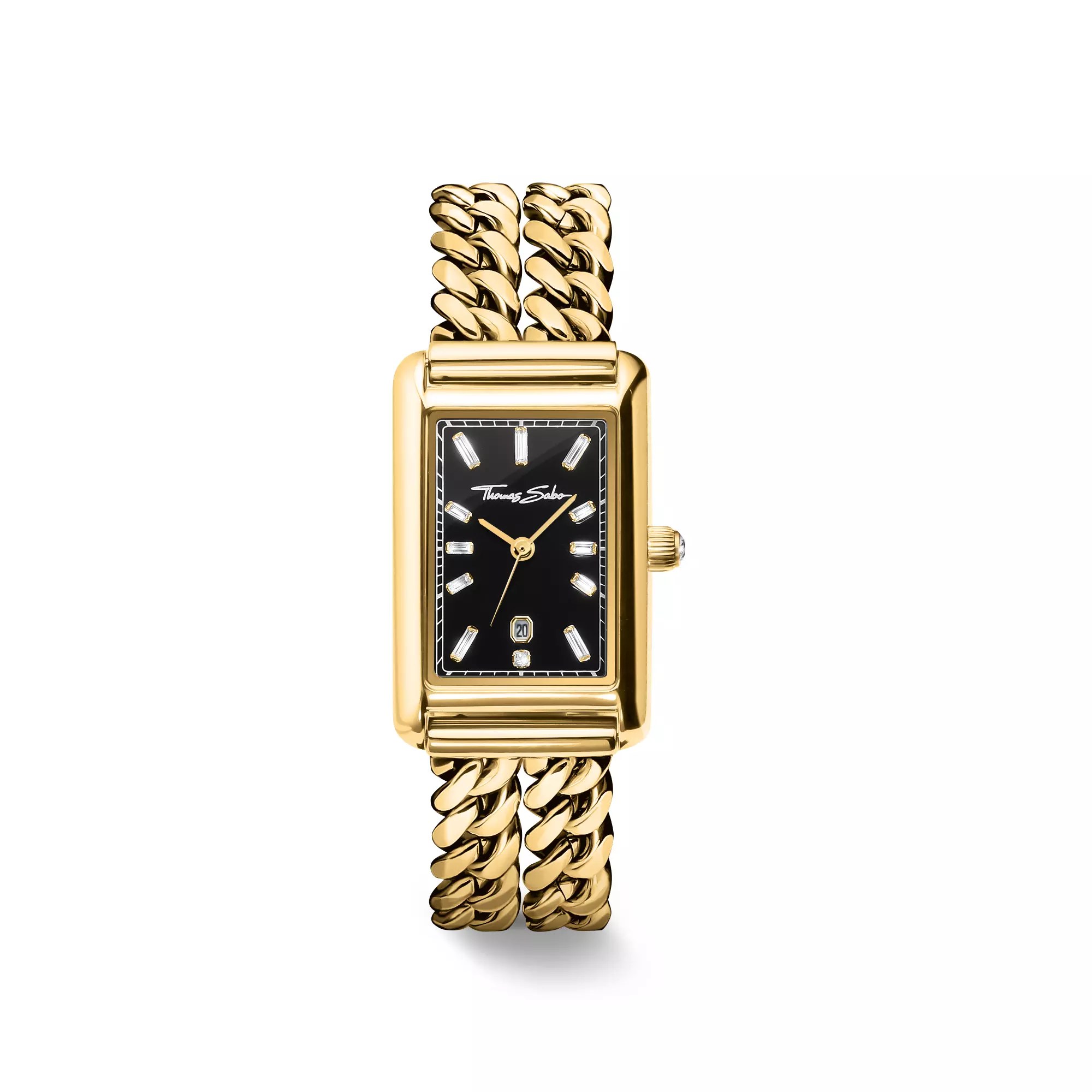 Thomas Sabo Uhr Damenuhr Bold Elegance schwarz Ziffernblatt rechteckig Goldfarben – Ansicht 2