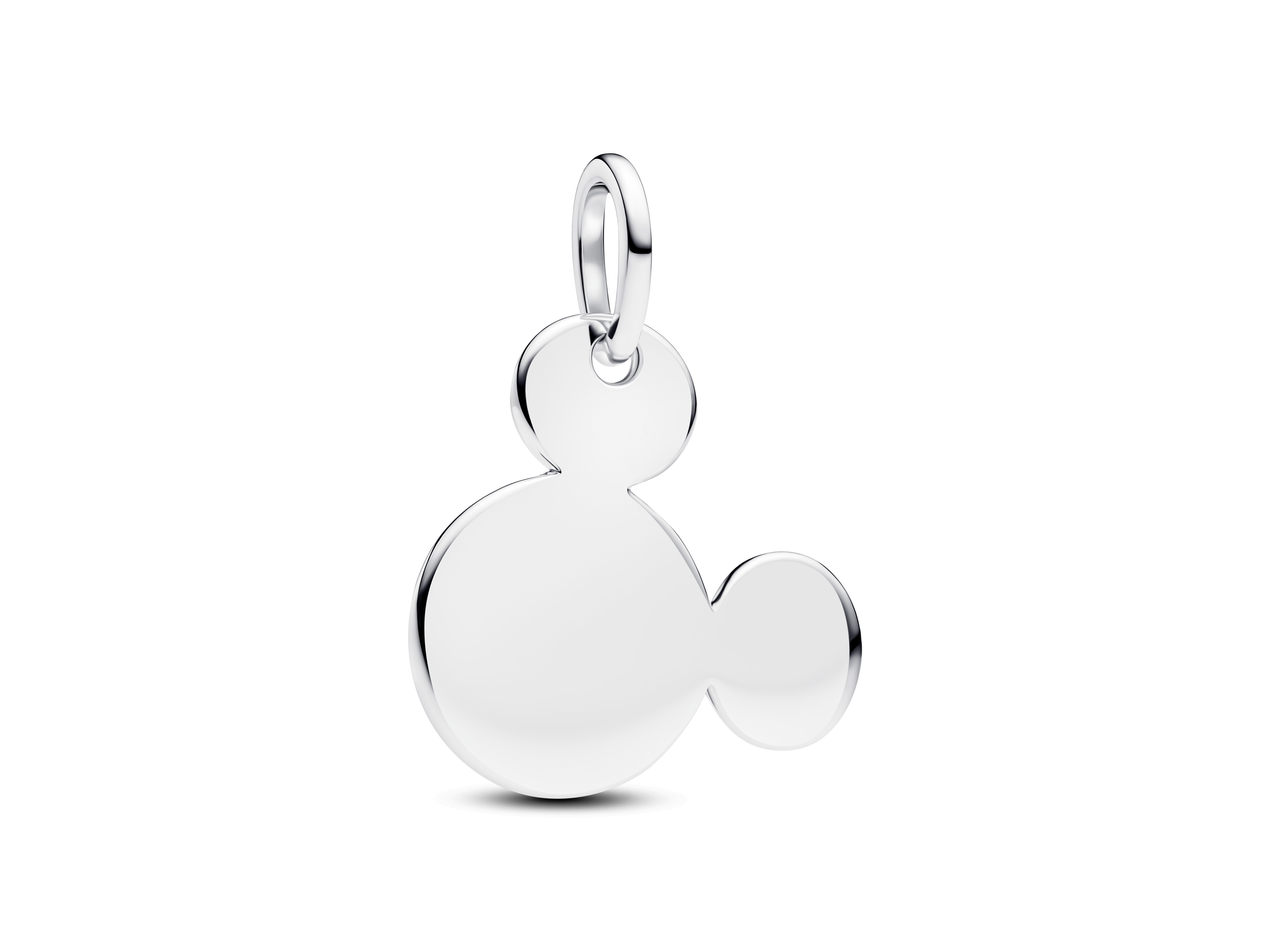 Charm-Anhänger von Pandora in Form des Mickey Mouse Motivs aus Sterling Silber, glänzende Oberfläche, ideal für Schmuckliebhaber und Disney-Fans, neu und stilvoll.