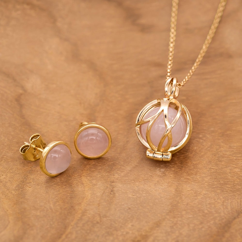 Engelsrufer HEAL Kette Powerful Stone - Kraftstein - Rosenquarz - Gelbgold vergoldet auf Silber Rosa 42cm Gr. XS – Ansicht 3