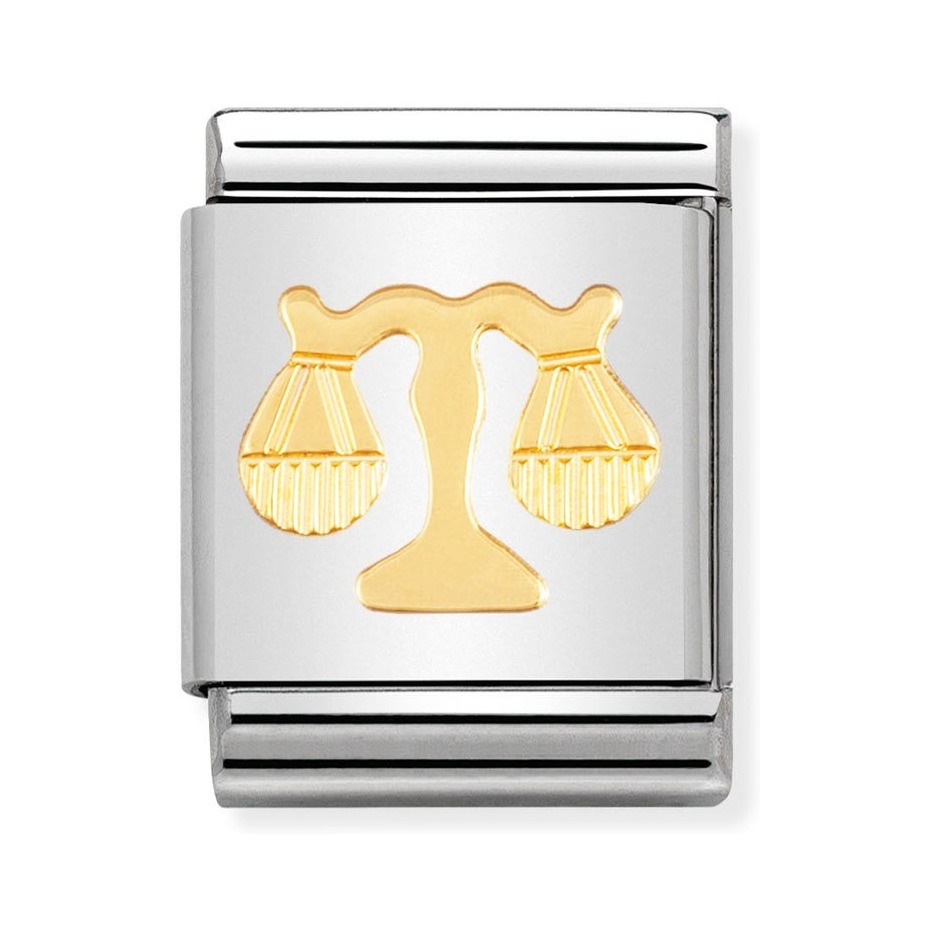 Nomination Composable Big Charm Sternzeichen Waage - Edelstahl, Gold 750 Gelbgold