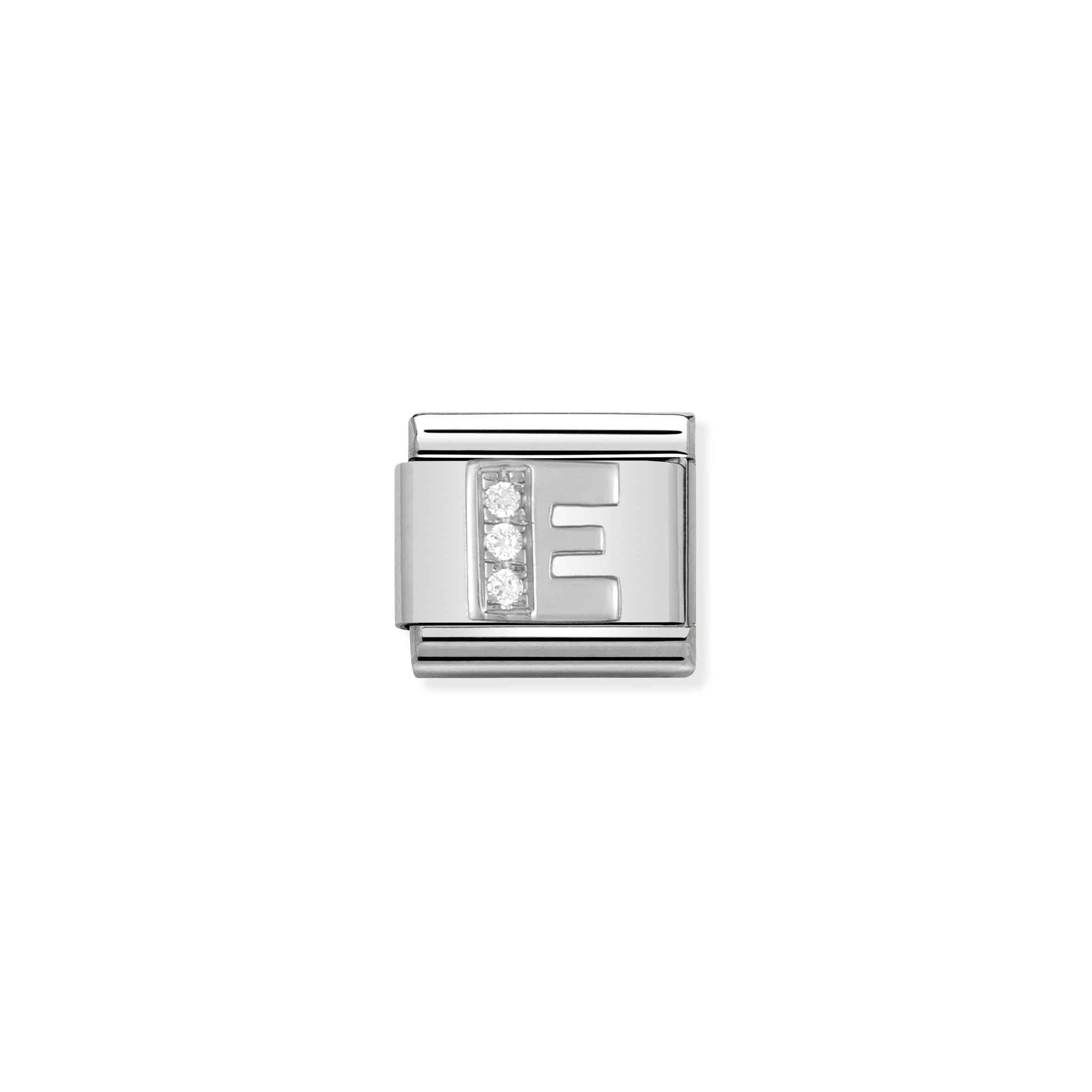 Nomination Composable Classic Charm Buchstabe E - Edelstahl, Sterling Silber, Zirkonia