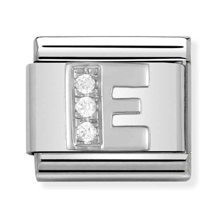 Nomination Composable Classic Charm Buchstabe E - Edelstahl, Sterling Silber, Zirkonia