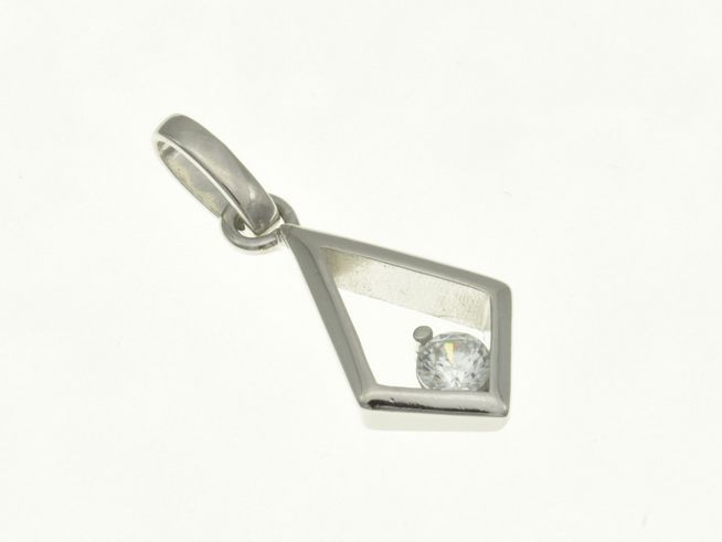 Viereck Tropfen Anhänger aus rhodiniertem Sterling Silber mit Zirkonia, elegantes Design von Juwelier Harnisch, vielseitig einsetzbar, erhältlich in verschiedenen Motiven.
