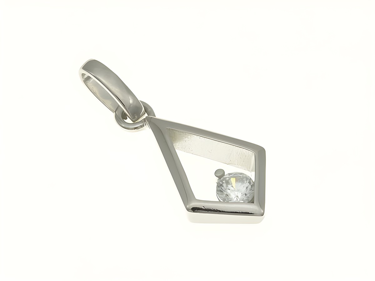 Viereck Tropfen Anhänger aus rhodiniertem Sterling Silber mit Zirkonia, elegantes Design von Juwelier Harnisch, vielseitig einsetzbar, erhältlich in verschiedenen Motiven.