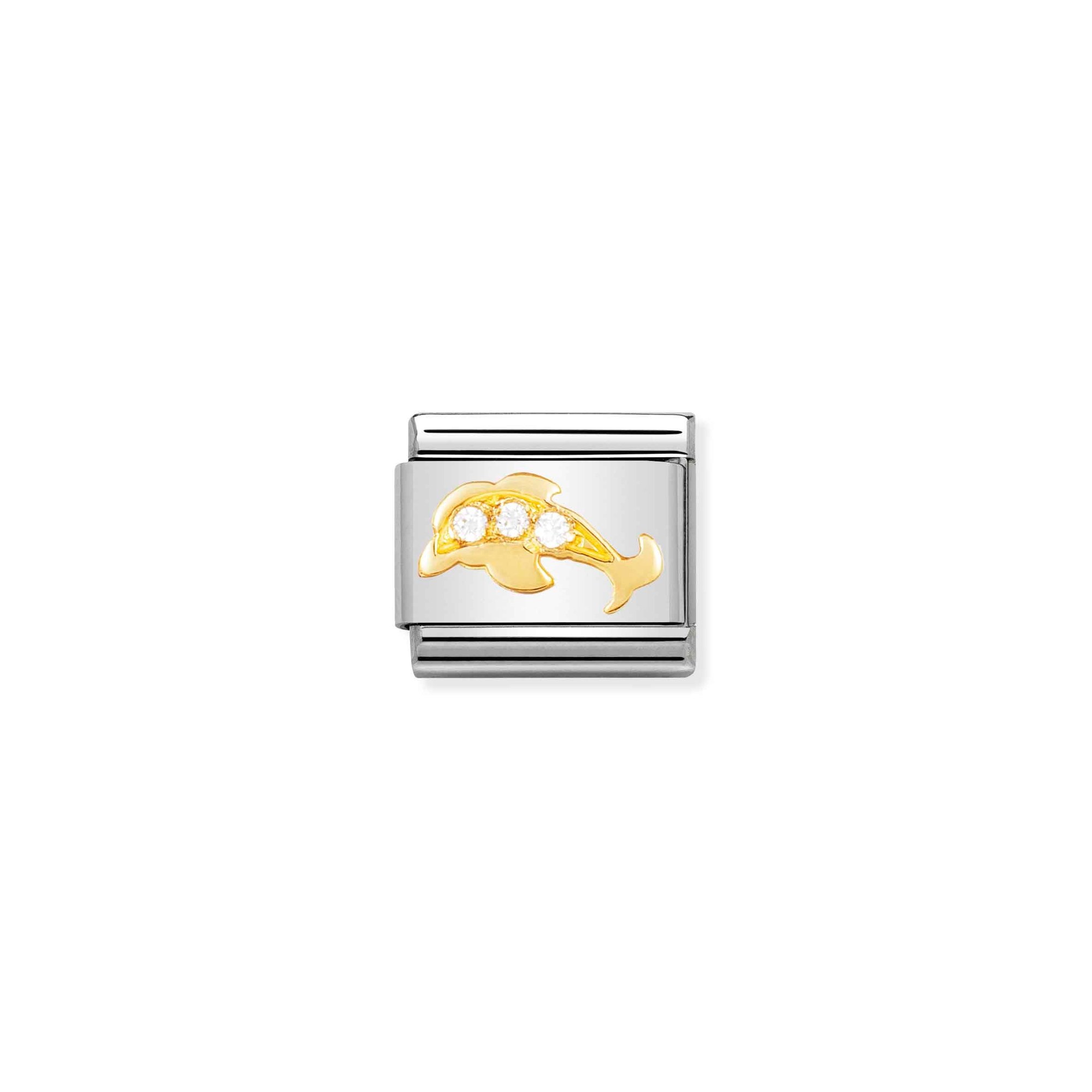 Nomination Composable Classic Charm Delphin - Edelstahl, Gold 750 Gelbgold, Zirkonia