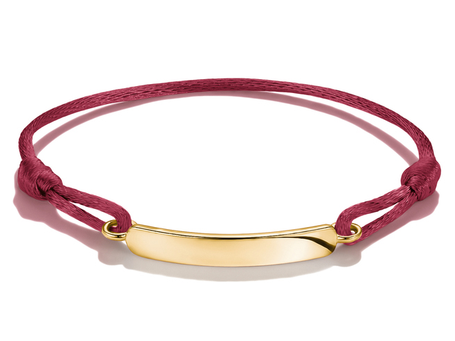 Thomas Sabo Together - A2238-M03-50-L24V - Gravur-Armband - 24 cm - 18K Gelbgold-Vergoldung & Textil - bordeaux