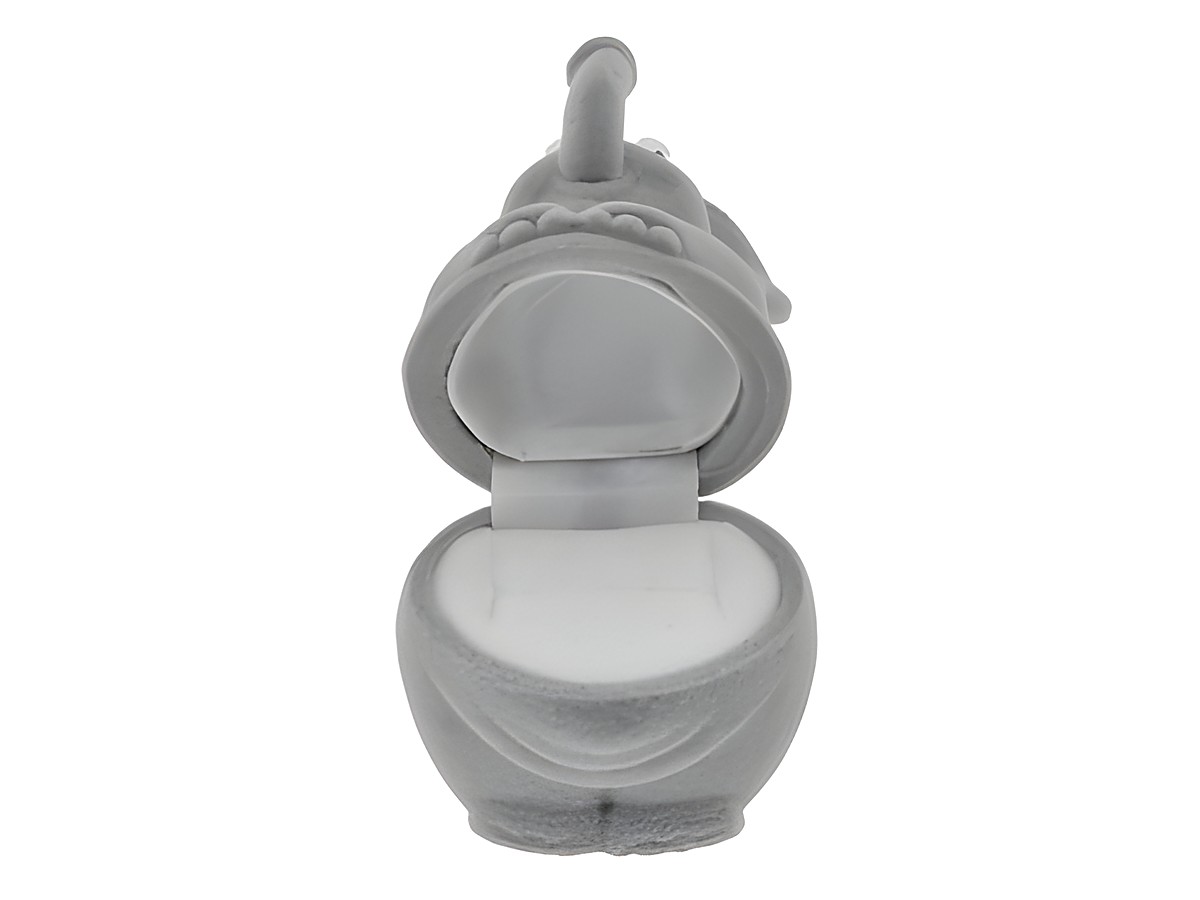 Geschenkschachtel in Form eines grauen Elefanten, Größe 5,5 cm, Hersteller Juwelier Harnisch, ideal zur Aufbewahrung von Schmuck oder kleinen Geschenken. – Ansicht 2