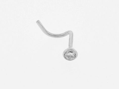 Weißgold Nasenstecker in Rundform aus 750 Weißgold, modisch gestaltet mit Zirkonia, Hersteller: Juwelier Harnisch, ideal für stilvolle Akzente im Alltag.