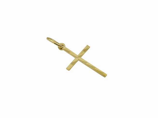 Kreuz Anhänger aus 333 Gelbgold, trendig und diamantiert, vom Hersteller Juwelier Harnisch, klassisches Design für stilvolle Akzente.