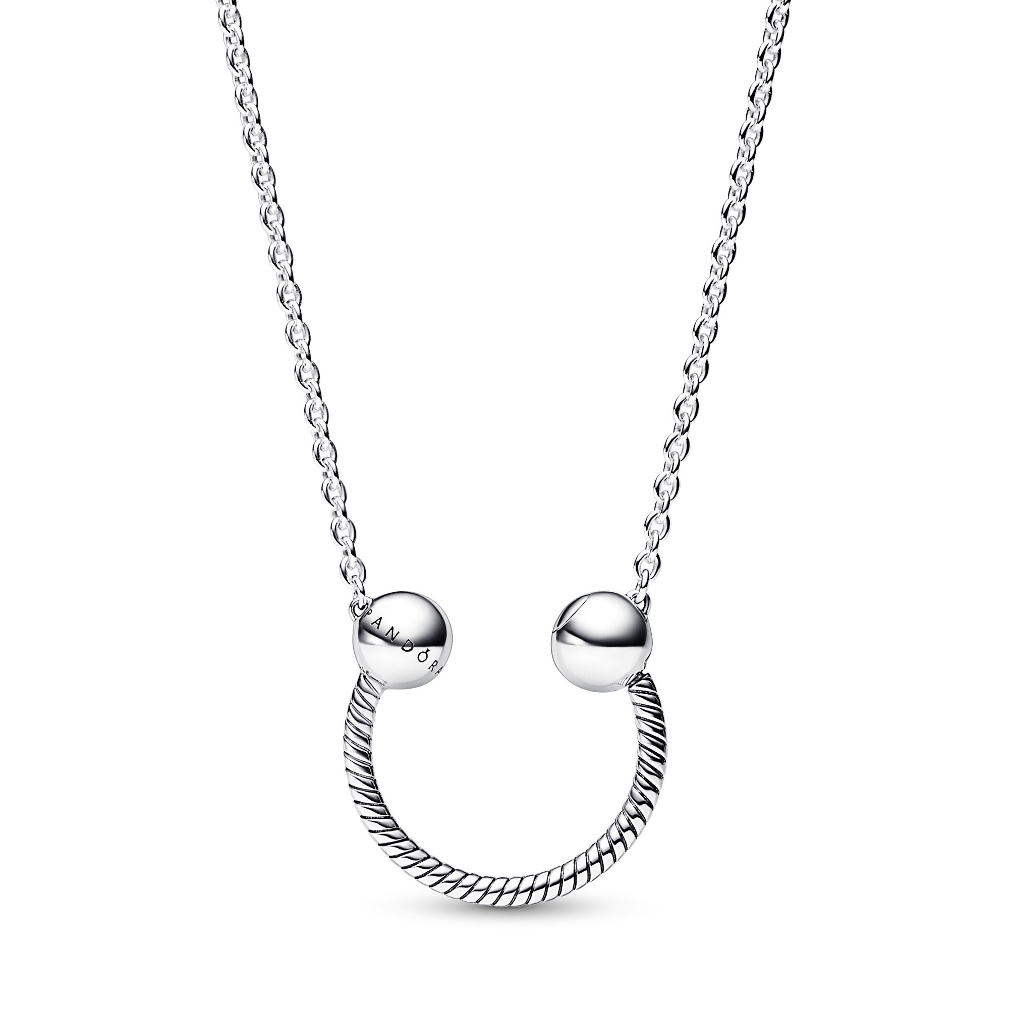 Pandora U-Form Charm-Anhänger Halskette - Sterling Silber - 45 cm
