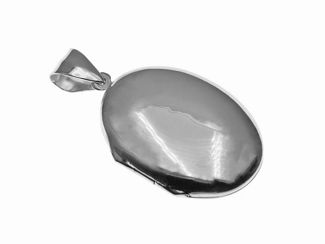 Silber Medaillon oval 38,7 mm Fotoanhänger poliert Hersteller Juwelier Harnisch in glänzendem Design, ideal für persönliche Erinnerungen oder Schmuckkollektionen.