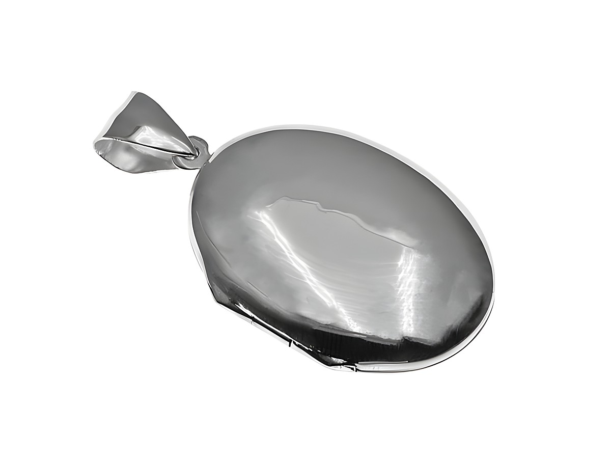 Silber Medaillon oval 38,7 mm Fotoanhänger poliert Hersteller Juwelier Harnisch in glänzendem Design, ideal für persönliche Erinnerungen oder Schmuckkollektionen.