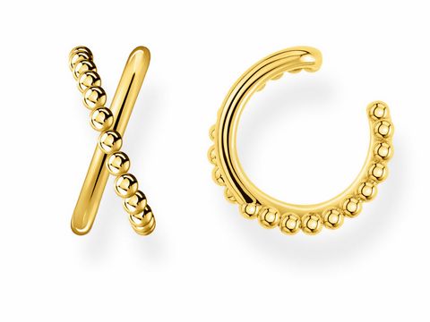 Edelste Ohrklemme aus der Thomas Sabo Charming Collection in Silber und Gelbgold, X Herzen design, moderne Earcuffs für stilbewusste Frauen. Perfect für jeden Anlass.