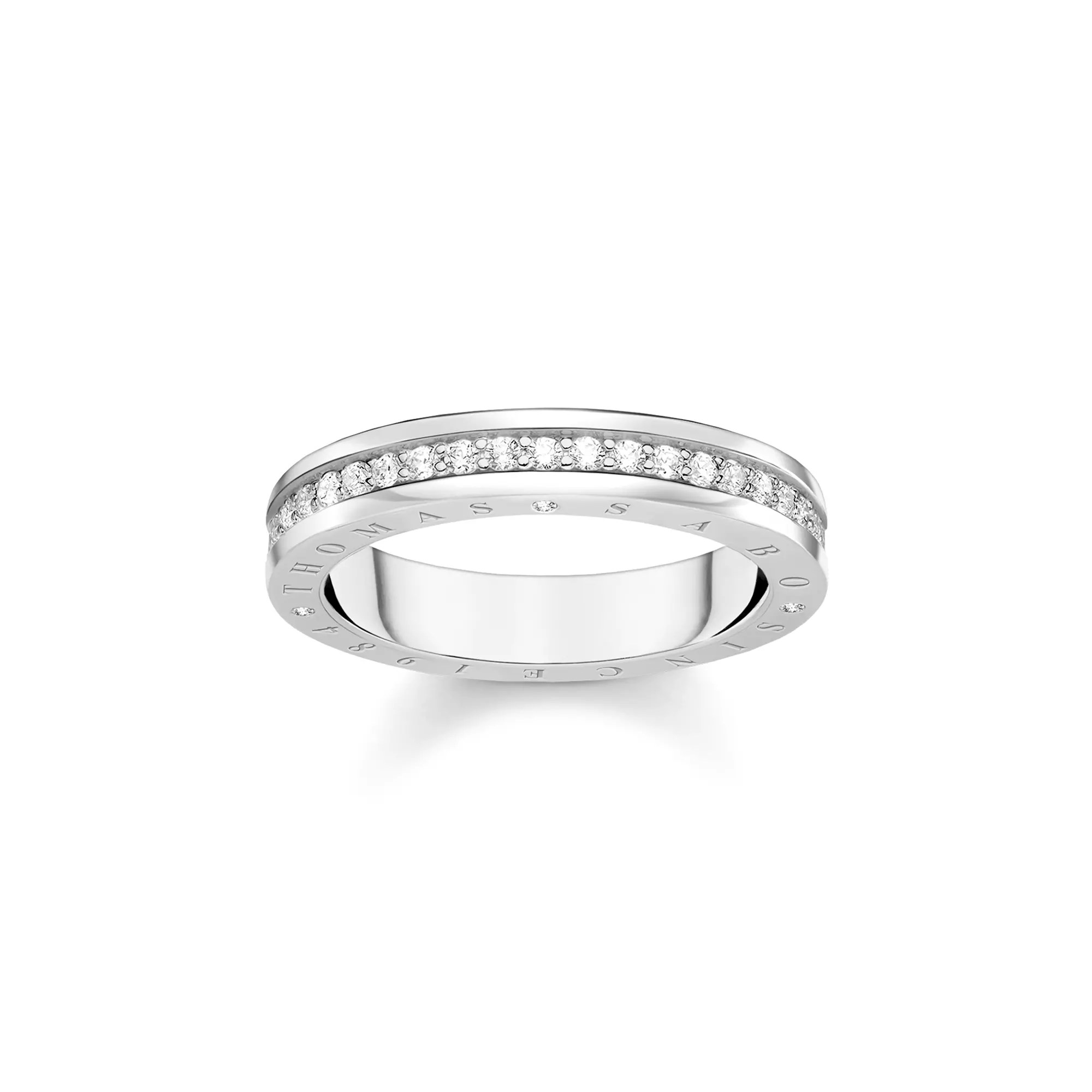Thomas Sabo Ring mit weißen Steinen Pavé Silber – Zirkonia – 4 mm breit