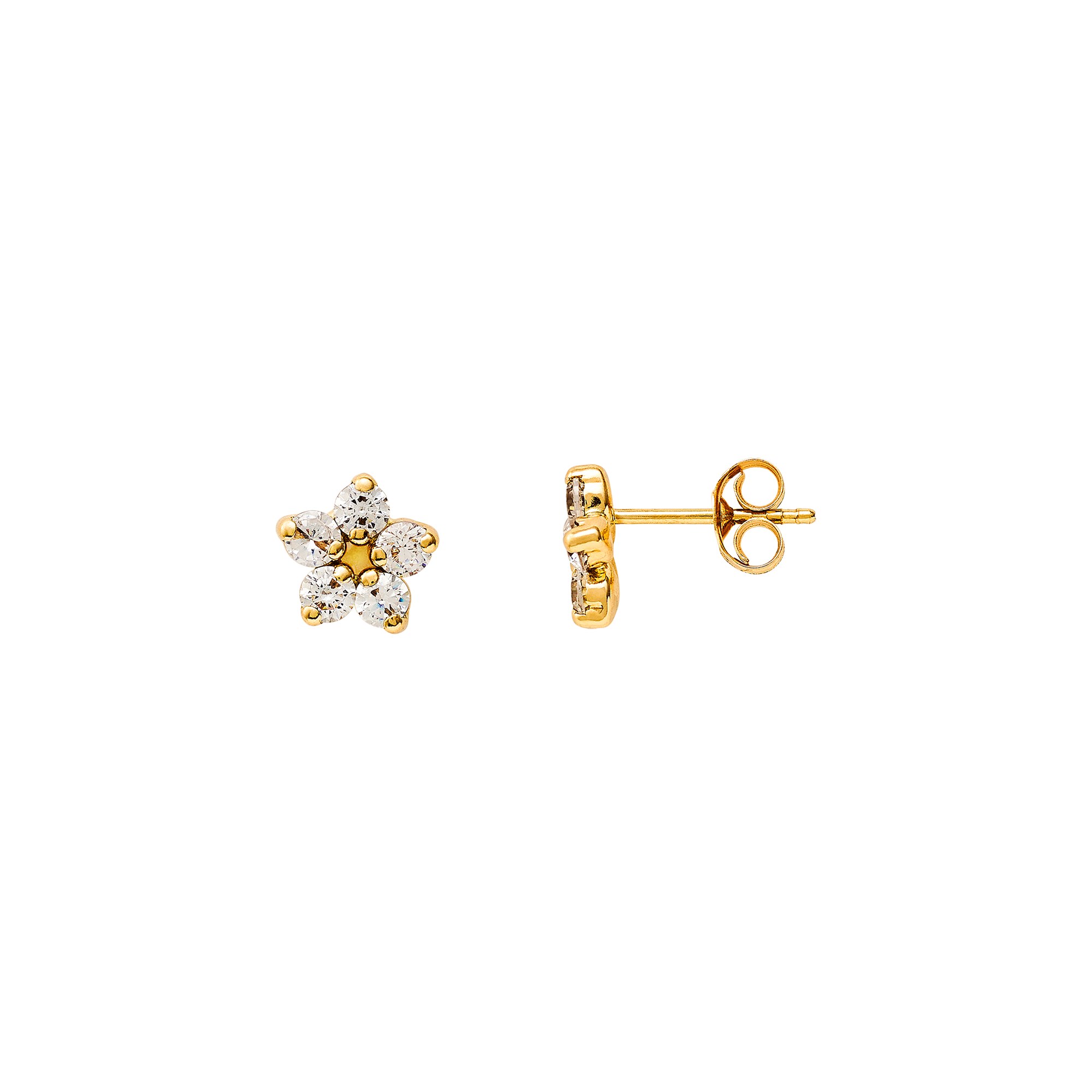 XENOX Ohrringe FINE Blume - Gelbgold 585 – Ansicht 2