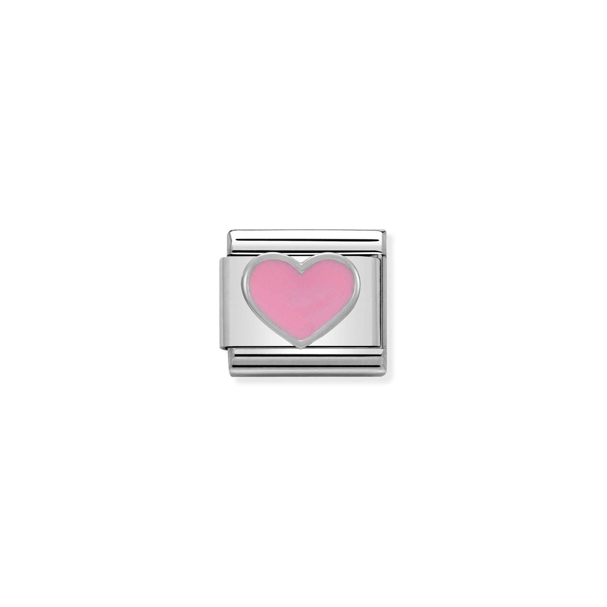 Nomination Composable Classic Charm Herz rosa - Edelstahl, Silber 925, Emaille