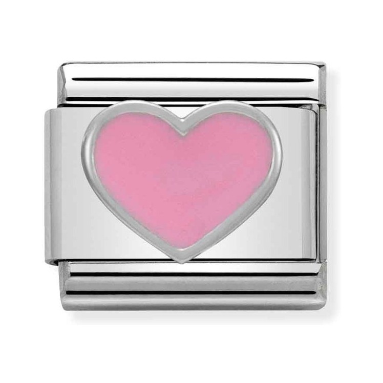 Nomination Composable Classic Charm Herz rosa - Edelstahl, Silber 925, Emaille