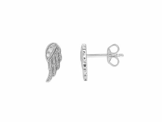 Xenox Sterling Silber Ohrringe XS3440 in Form von Engelsflügeln, funkelnde Details an einem dezenten Design, idealer Ohrschmuck für jeden Anlass.