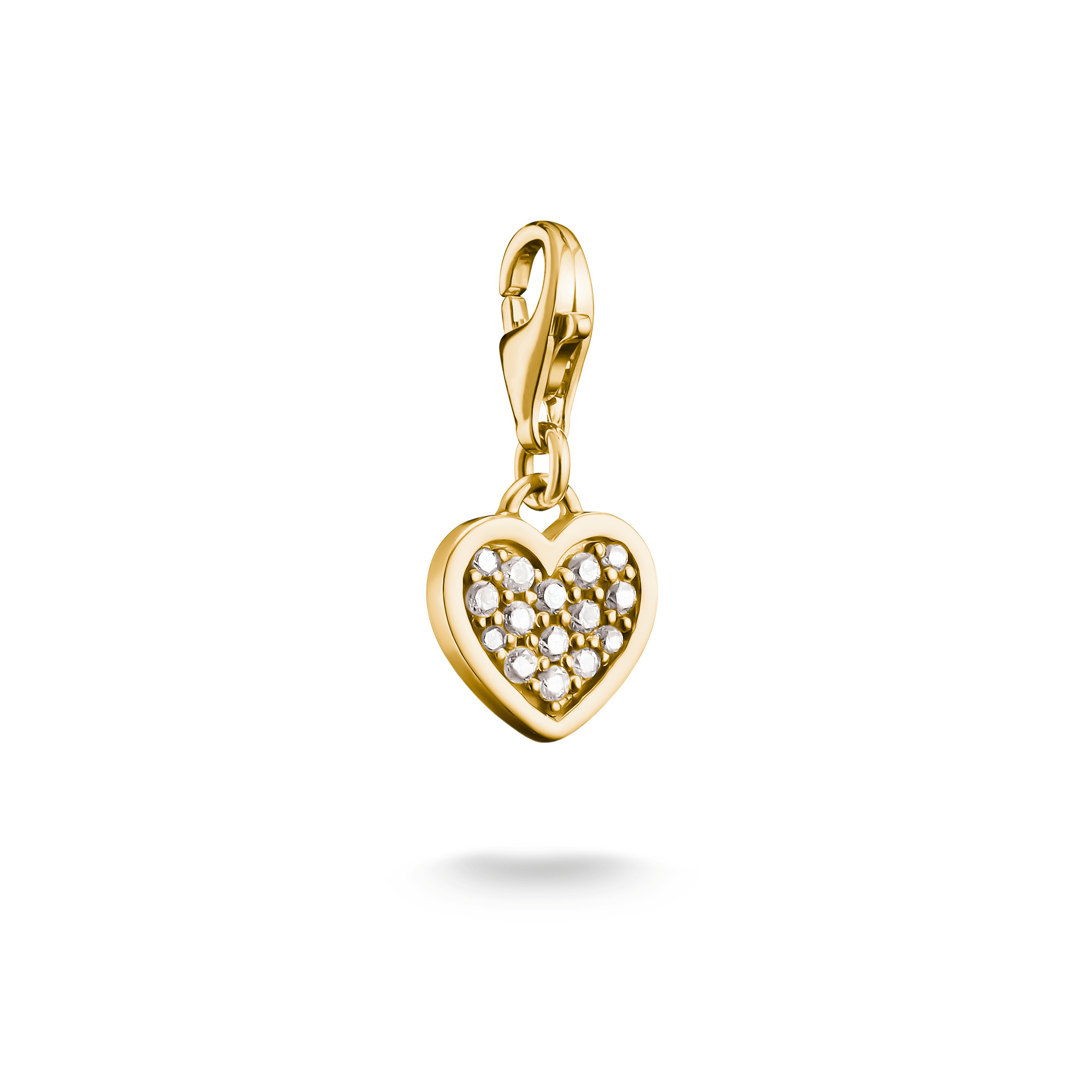Thomas Sabo Charm Herz aus 18k Gelbgold Vergoldung mit Zirkonia in Herzform, idealer Anhänger für individuelles Schmuckdesign, Hersteller Thomas Sabo, Neuheiten.