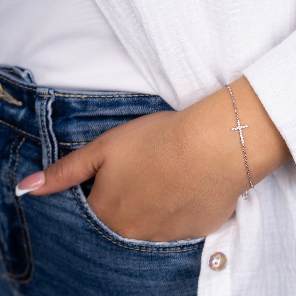 Engelsrufer LILCROSS Armband Kreuz mit Zirkonia - Silber rhodiniert 17 cm – Ansicht 2