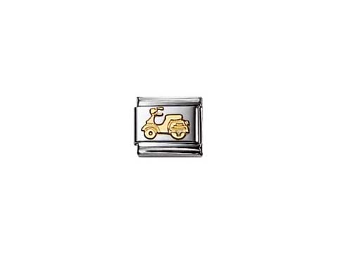 403010806-0 Vespa Element aus der NOMINATION Classic TECHNIK Kollektion, hergestellt von Nomination, aus Edelstahl mit goldfarbener Vespa Darstellung.