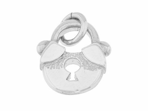 Schloss Anhänger Echt Silber reizvoll ca 1,9 cm hergestellt von Juwelier Harnisch mit Schlüssel fehlt, ideal für Schmuckliebhaber und vielseitige Anwendungen.