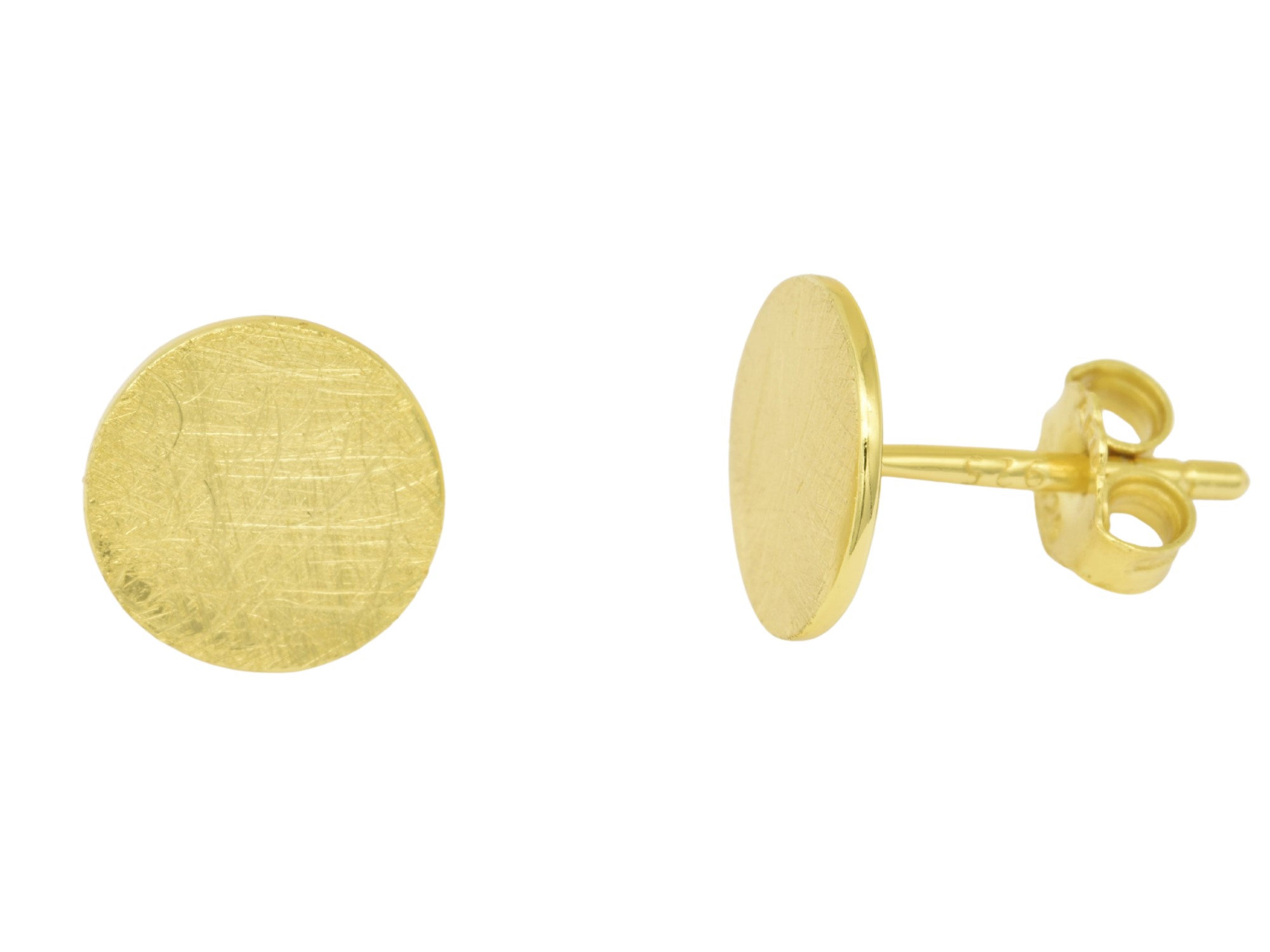 Ohrringe Ohrstecker Flache Platte - Sterling Silber 925 - Gelbgold Vergoldung eismattiert