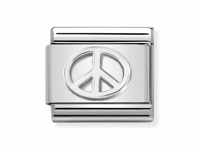 Eleganter Silberschmuck mit dem klassischen Friedenszeichen aus Edelstahl von Nomination SilverShine, ideal für stilbewusste Träger.