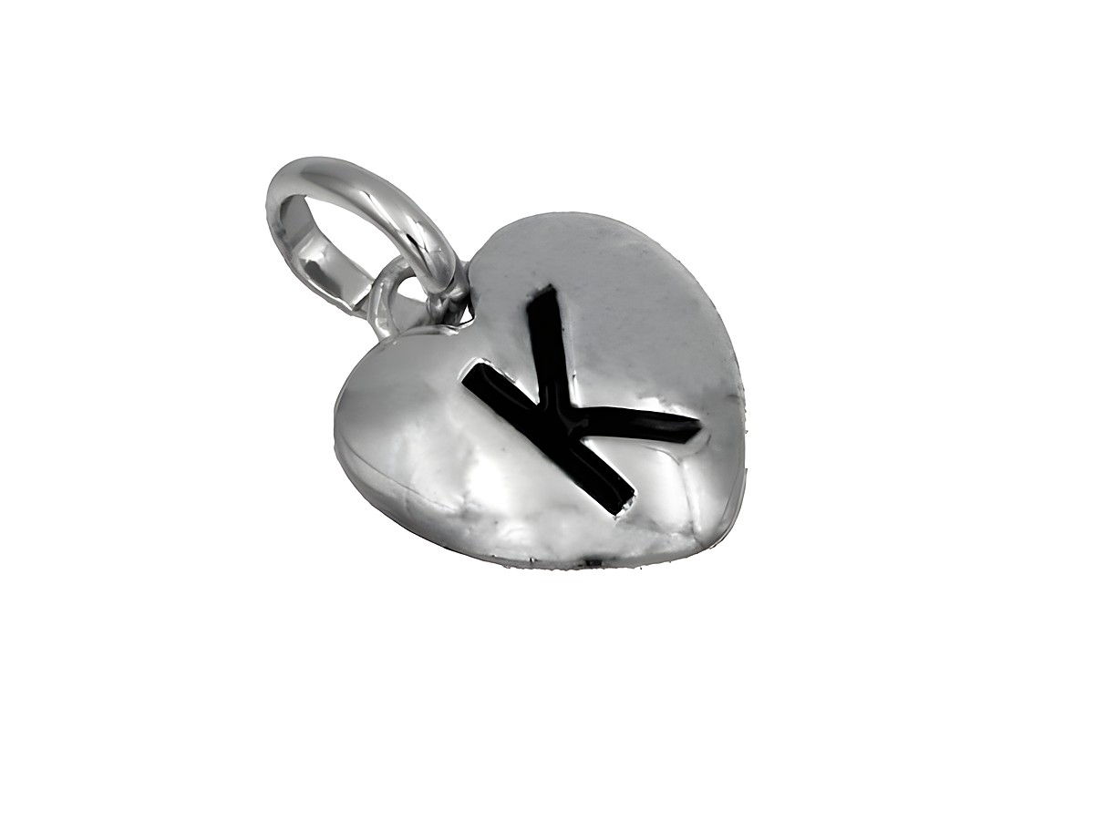 Anhänger Herz Buchstabe K aus 925 Sterling Silber, poliert und rhodiniert, von Juwelier Harnisch, ideal für Kinder. Schöner und stilvoller Schmuck für besondere Anlässe.
