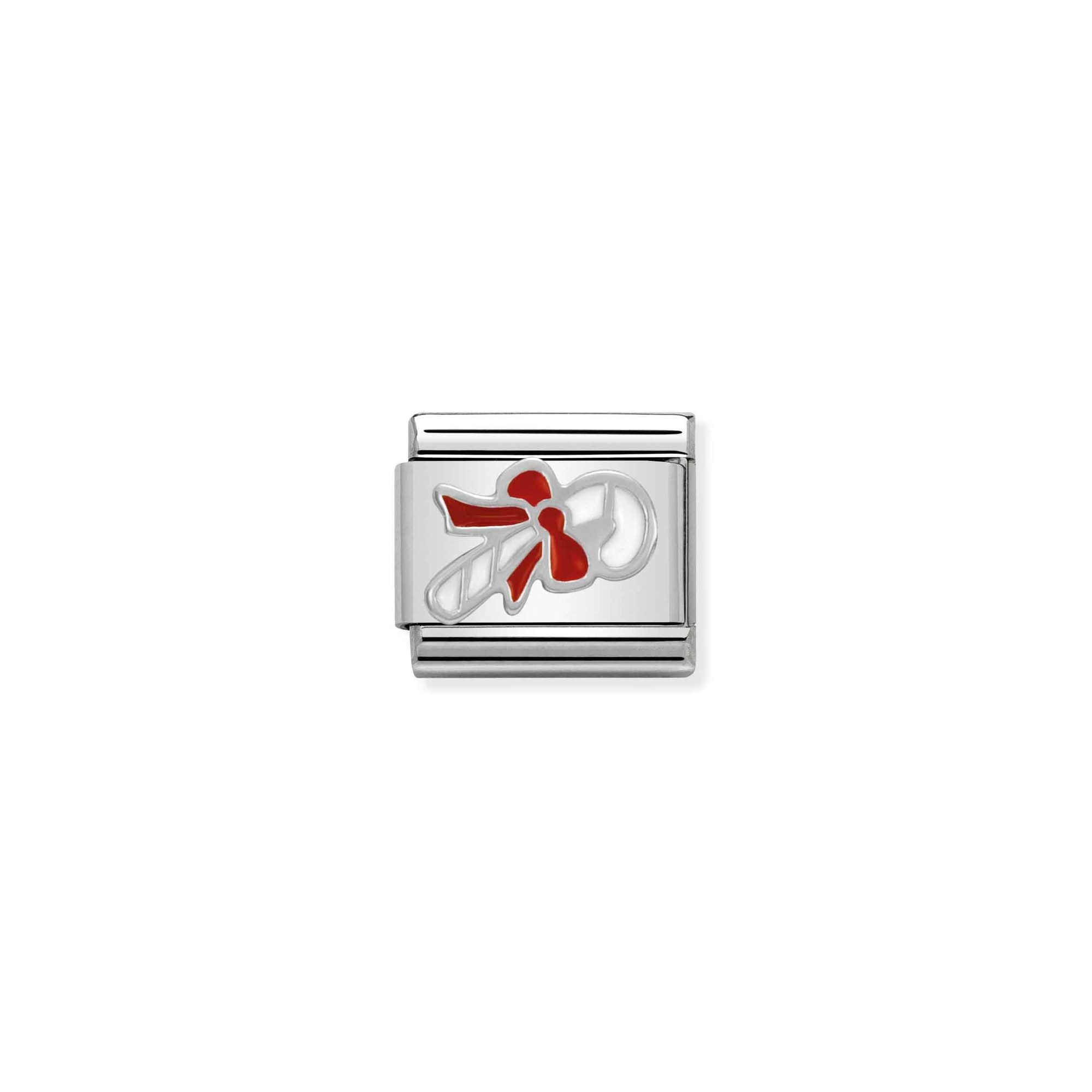 Nomination Composable Classic Charm Zuckerstange mit Schleife - Edelstahl, Silber 925, Emaille