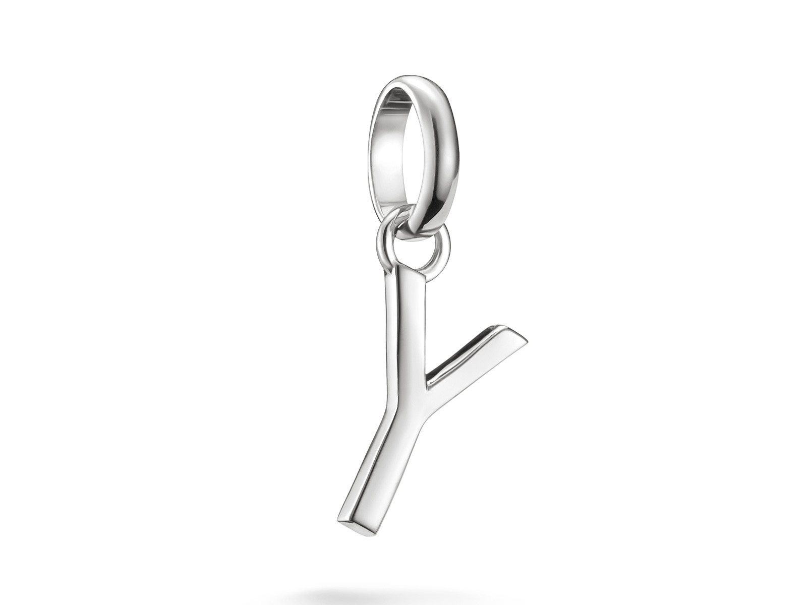 Silberner Charm in Form des Buchstabens Y mit Öse, aus der Kollektion Thomas Sabo Charm Club CONNECT, elegant und modern gestaltet, ideal für personalisierte Schmuckstücke.