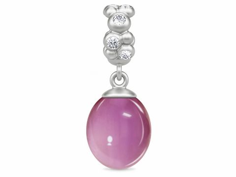 Silber Anhänger von Endless mit dem Namen Endless Charm 43531-3, Amethyst Ocean Drop. Der Anhänger zeigt einen ovalen, leicht durchsichtigen, lila Stein mit glänzender Oberfläche und Ziersteinen.