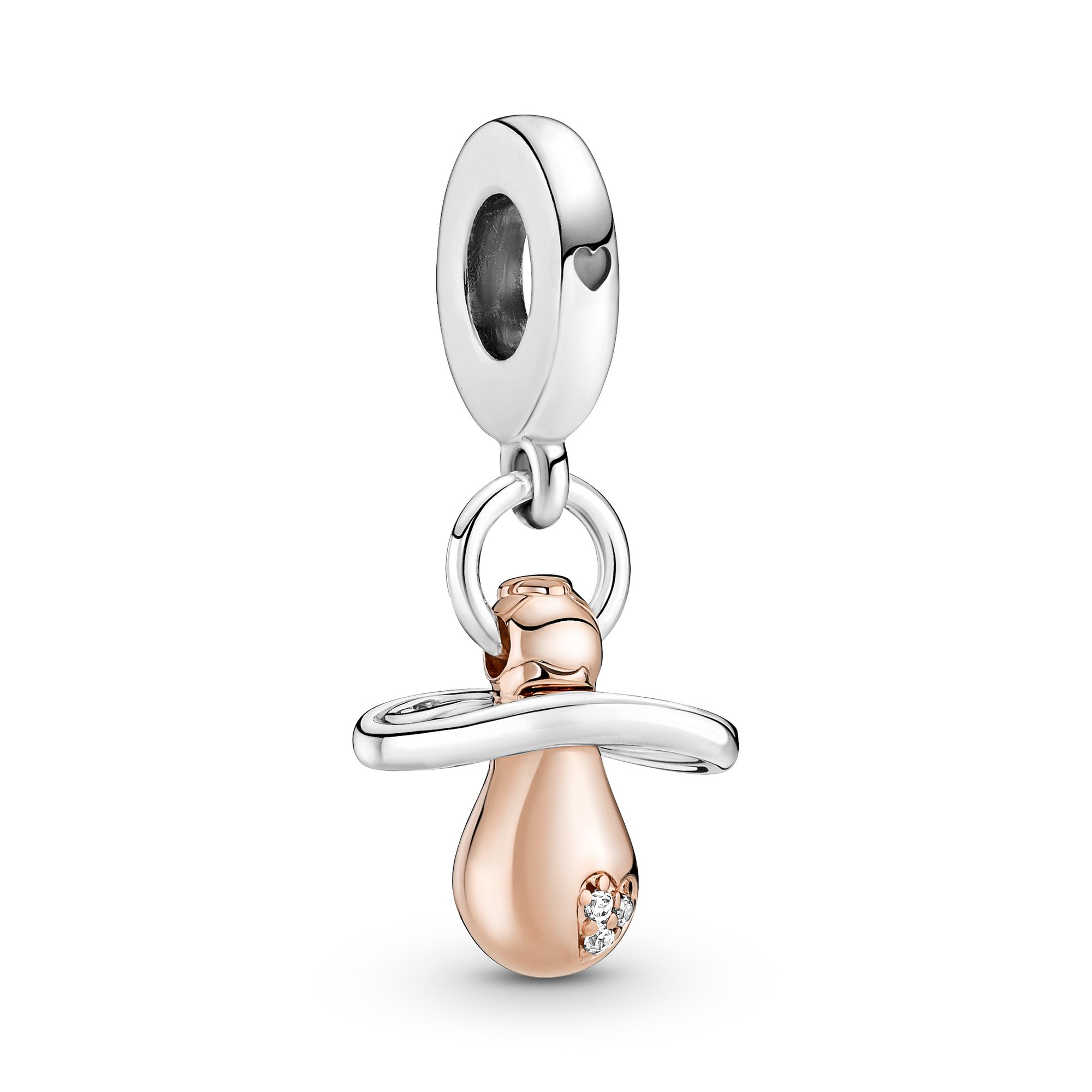 Pandora Baby-Schnuller Charm-Anhänger - Silber & Roségold Verg. Zirkonia