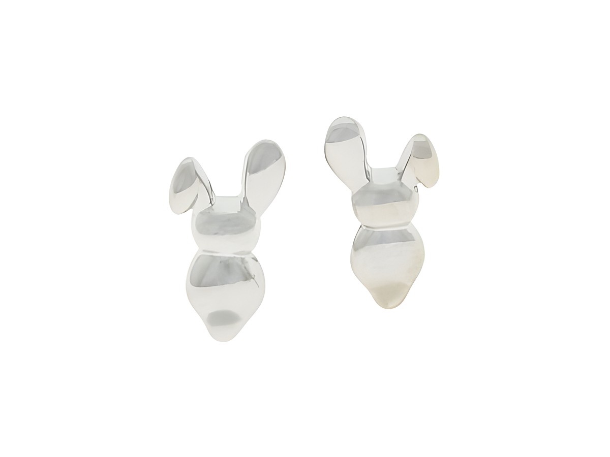 Ohrringe Stecker - Hase - Silber rhodiniert - niedlich, Hersteller: Juwelier Harnisch, für Kinder, dargestellt in einer schlichten und ansprechenden Form, ideal als Geschenk für kleine Mädchen.