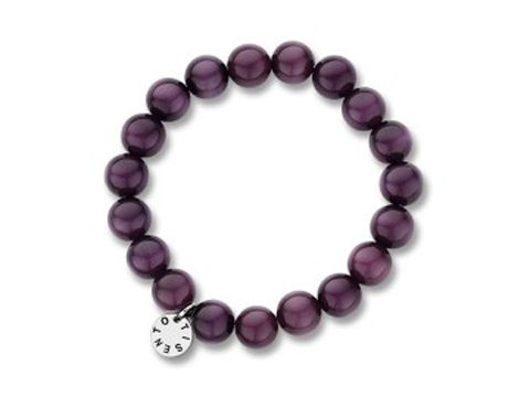 Ti Sento Charms Armband aus lila Achat mit 10mm großen Perlen, 19cm lang, verziert mit einem eleganten Anhänger, ideal für stilvolle Akzente in jedem Outfit.