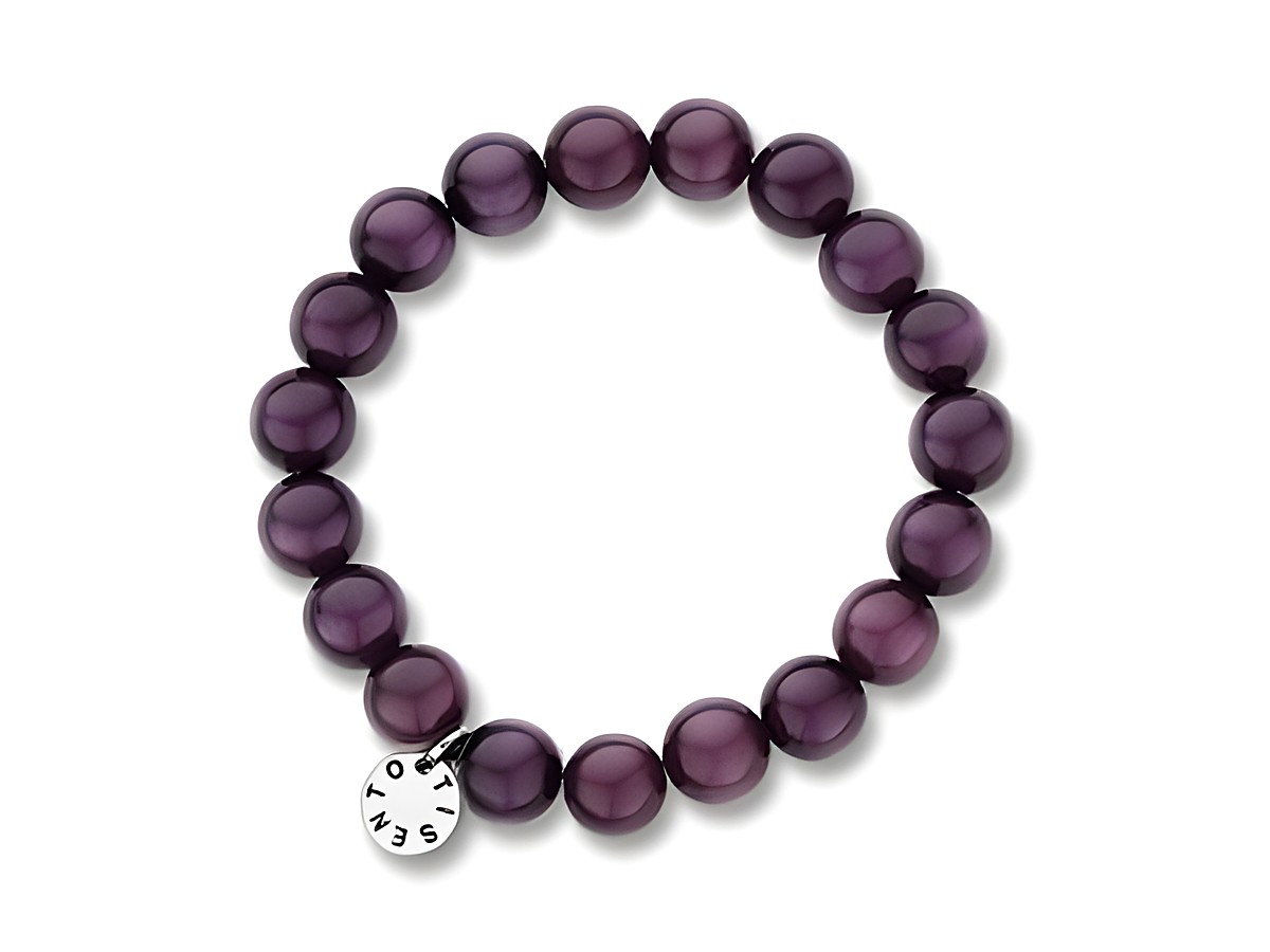 Ti Sento Charms Armband aus lila Achat mit 10mm großen Perlen, 19cm lang, verziert mit einem eleganten Anhänger, ideal für stilvolle Akzente in jedem Outfit.