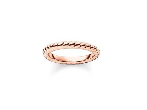 Midi Ring von Thomas Sabo aus Sterling Silber, vergoldet in Roségold, Größe 44, mit einem geflochtenen Design, elegant und modern für jeden Anlass.