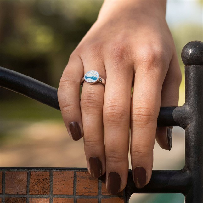 DUR Ring Strandwellen - Sterling Silber - Strandsand + blauer Steinsand – Ansicht 3