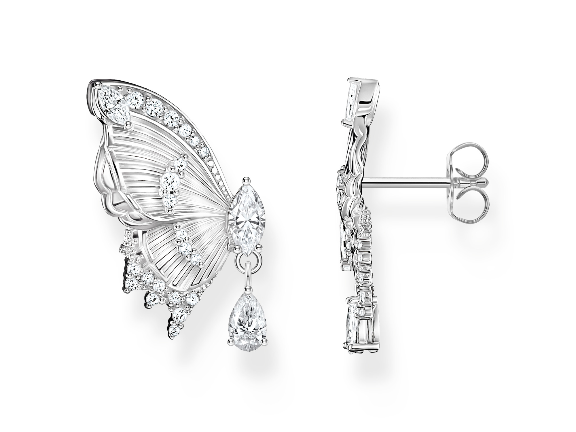 Ohrringe von Thomas Sabo H2328-051-14 in Schmetterlingsdesign mit funkelnden Zirkoniasteinen, elegant und verspielt, ideal für besondere Anlässe, Neuheiten der Kollektion Blooming Skies.