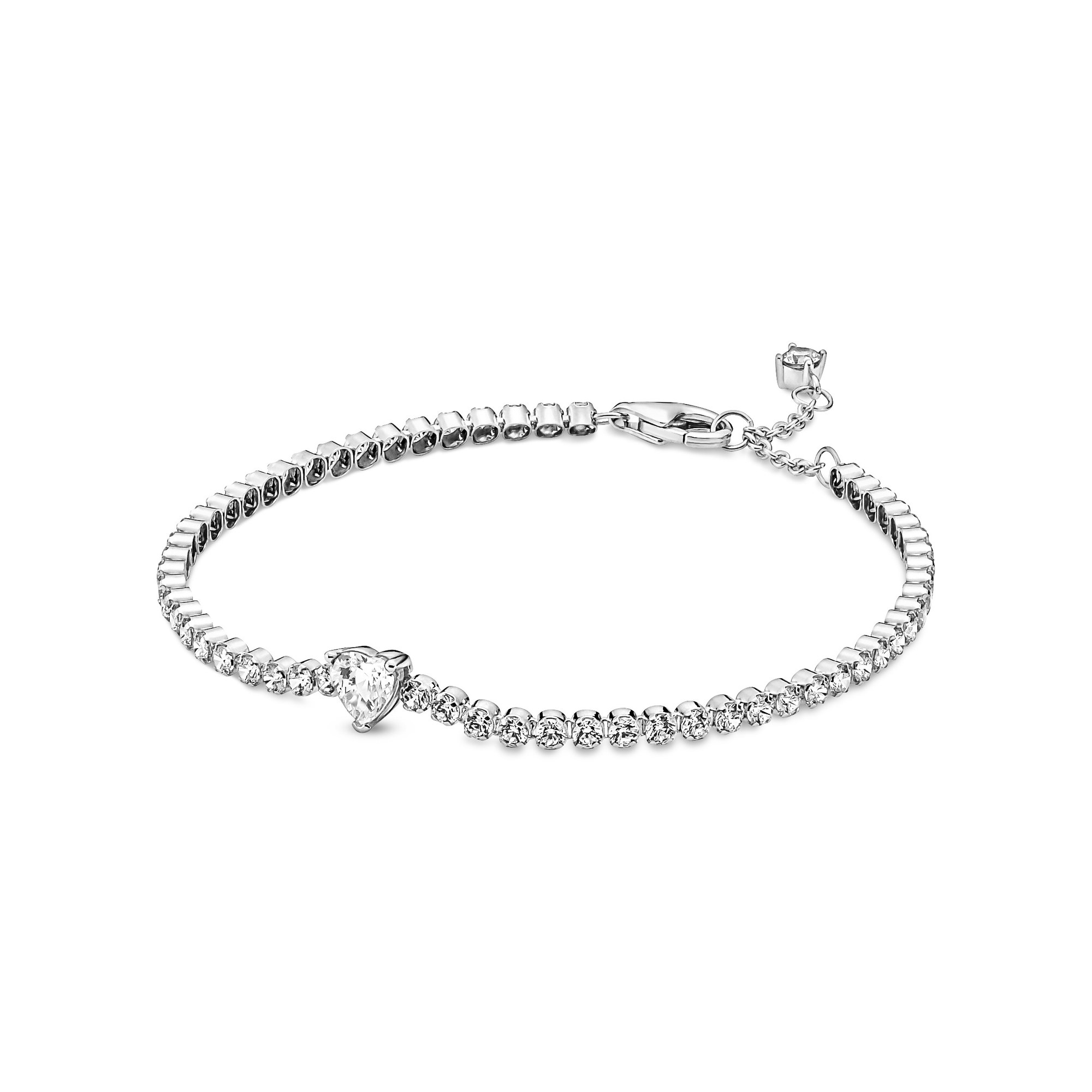 Pandora Armband - Glitzerndes Herz-Tennisarmband - Sterling Silber - Zirkonia - klar