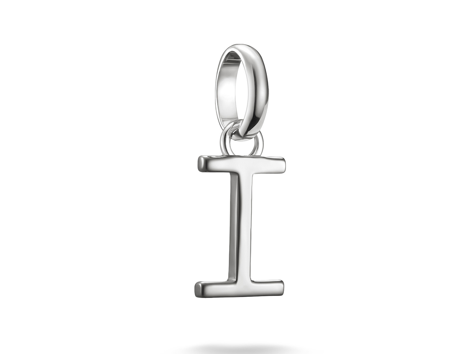 Silberner Charm in Form des Buchstabens I mit Öse von Thomas Sabo, ideal für die Charm Club CONNECT Kollektion. Elegant und schlicht im Design, perfekt für individuelle Styles.