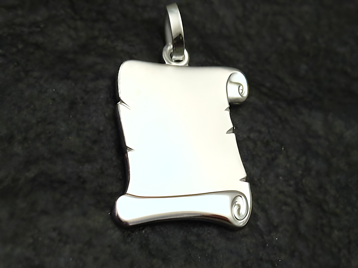 Gravurplatte Schriftrolle 14,5 mm aus 925 Silber Anhänger von Juwelier Harnisch, schlichtes Design ideal für persönliche Gravuren.