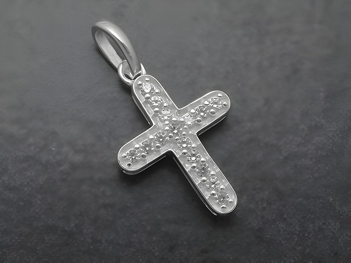 Silber Anhänger Kreuz Zirkonia weiß, Hersteller Juwelier Harnisch, mit Stein, glänzendes Design, geeignet für Anhängerketten oder als modisches Accessoire.