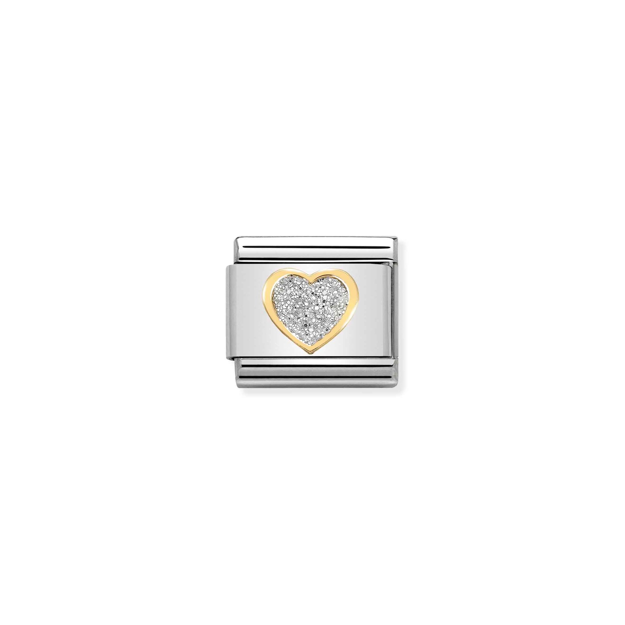 Nomination Composable Classic Charm Herz Glitter - Edelstahl, Gelbgold, Emaille