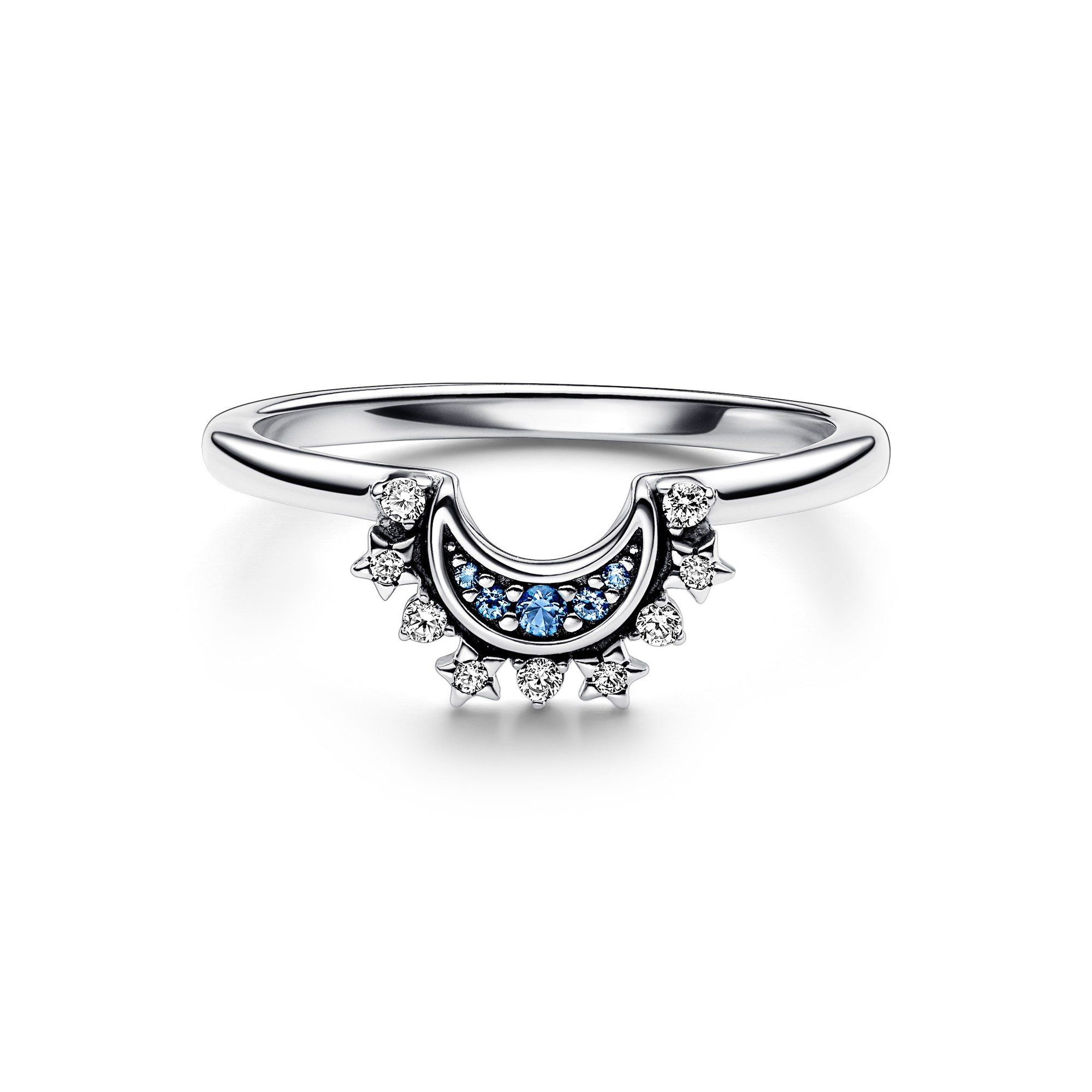Pandora himmlisch Funkelnder Blauer Mondring - Sterling Silber Ansicht 2 – Ansicht 2