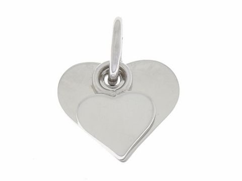 Anhänger Gravur Platte Doppel Herz in Silber rhodiniert von Juwelier Harnisch, flach und elegant, ideal für persönliche Gravuren und als liebevolles Geschenk.