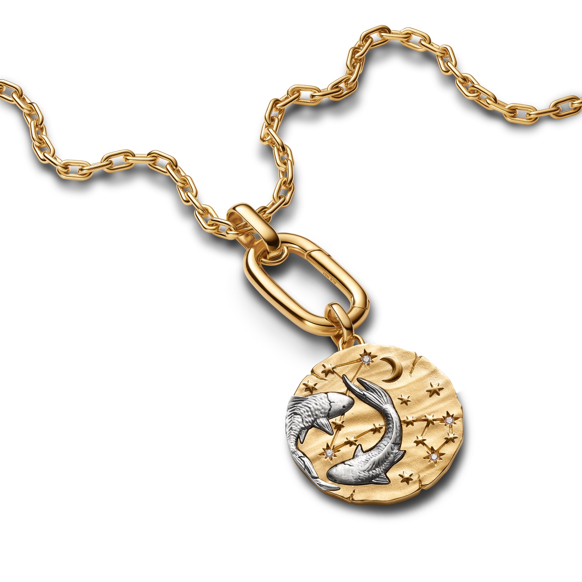 Pandora ME - Sternzeichen Fische - gr. Anhänger-Charm - Sterling Silber & Gelbgold Vergoldung - 28 mm – Ansicht 3